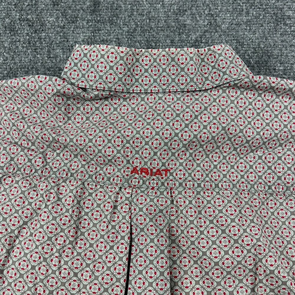 Ariat Button Down Shirt Mens XL Grey Red Geometric Short Sleeve Western Rodeo - Picture 7 of 9